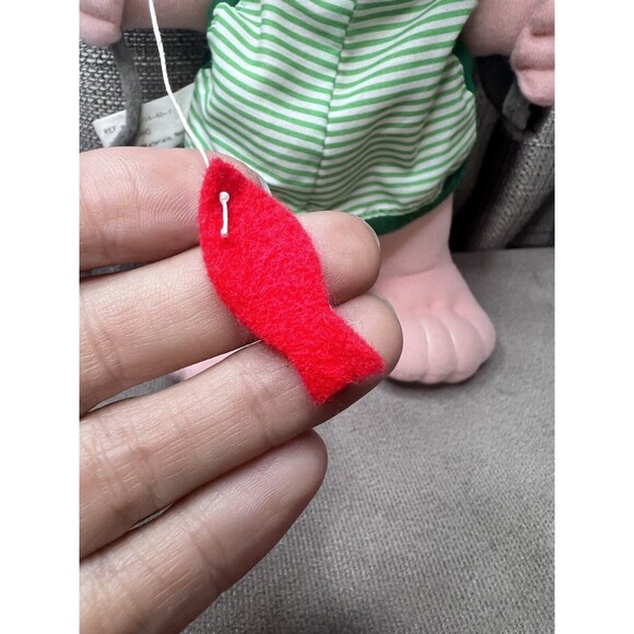 VTG Hugfun Fishing Boy Plush Stuffed Toy Pole Basket White Hair 10 Inch Clothes - Picture 5 of 16